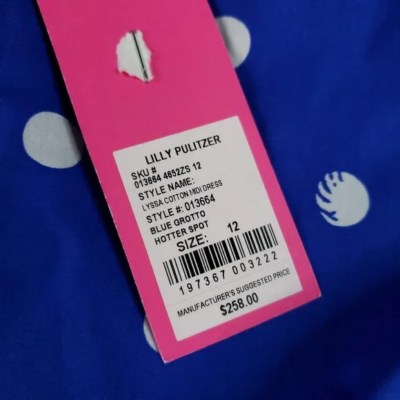 NWT Lilly Pulitzer Lyssa Dress Size 12 Blue Grotto Hunter Spot Cutout Tiered - Picture 7 of 15